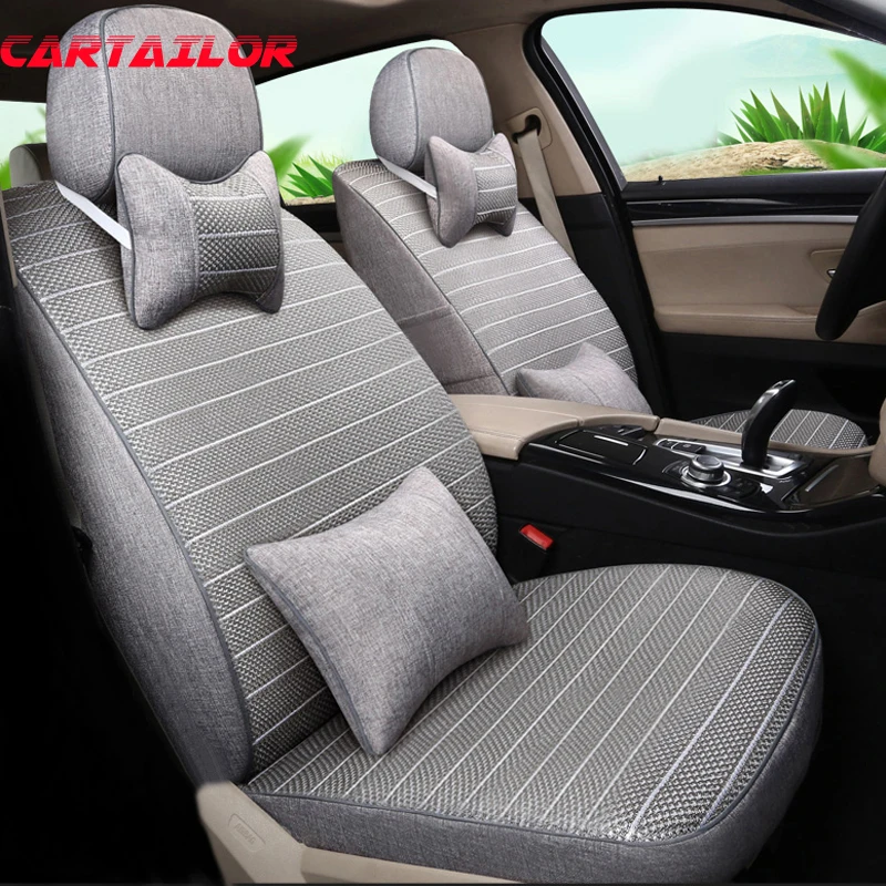 

CARTAILOR Seat Covers Cars Cushion Linen Fabric for BMW 118i &116i 2012 2013 2015 2016 Accessories For Car Seat Cover Full Sets