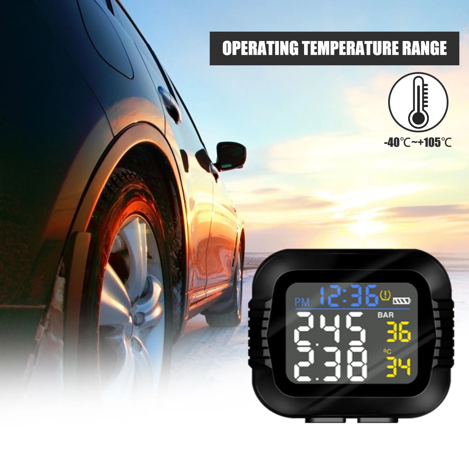 Motorcycle TPMS Motor Tire Pressure Tyre Temperature Monitoring Alarm System USB Charging LCD Display PMS Tire Monitor