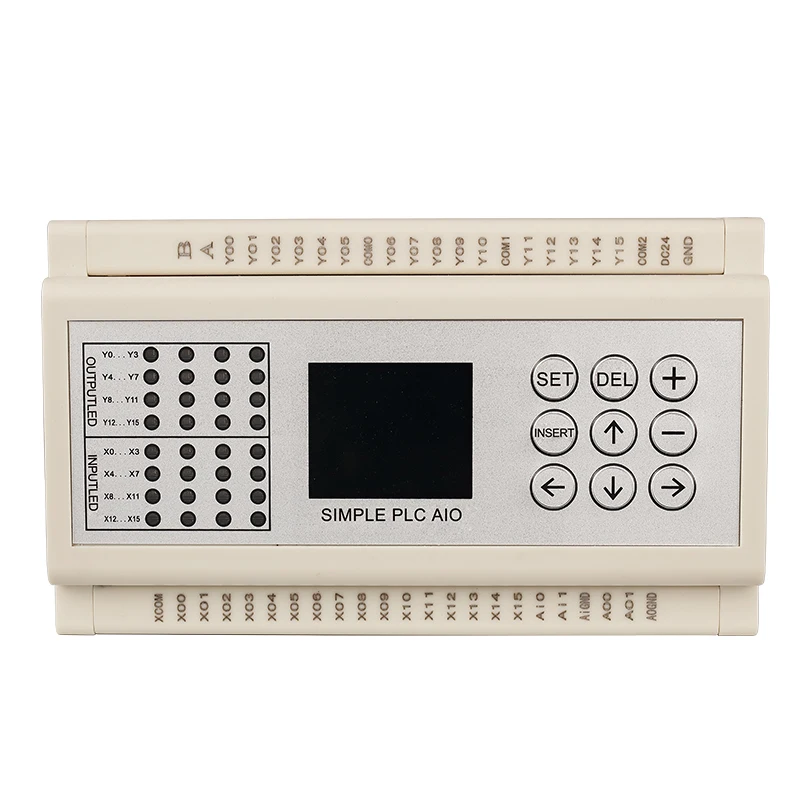 Huaqingjun 16-in 16-out Relay Output PLC 2AO 0-20mA 0-10V RS485 Logic Programmable Controller for HMI