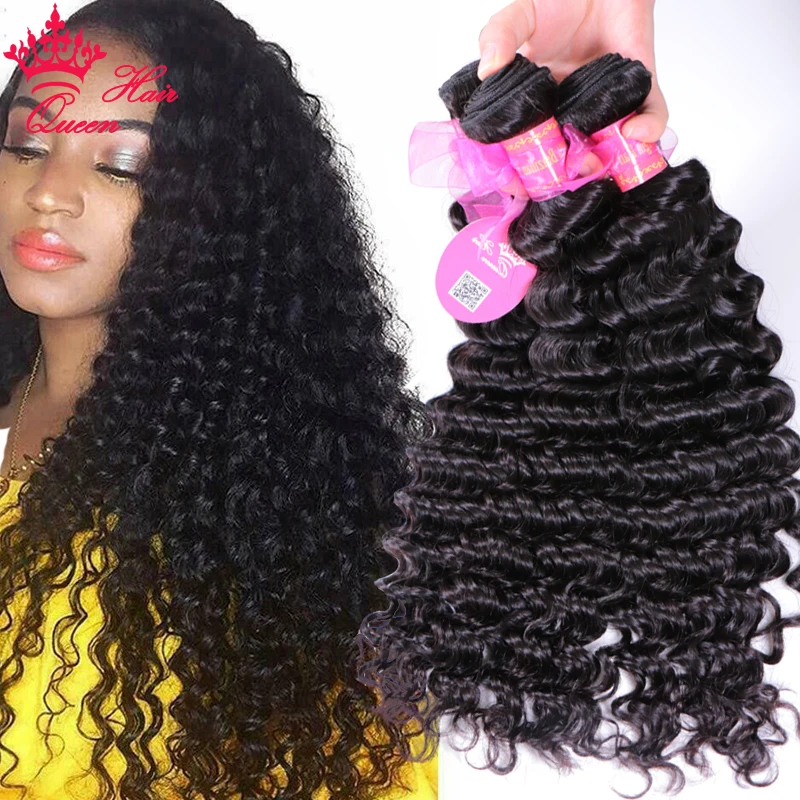 Brazilian Deep Wave Hair Weave Bundles 100% Human Virgin Raw Hair Weaving Natural Color Free Shipping Queen Hair Official Store