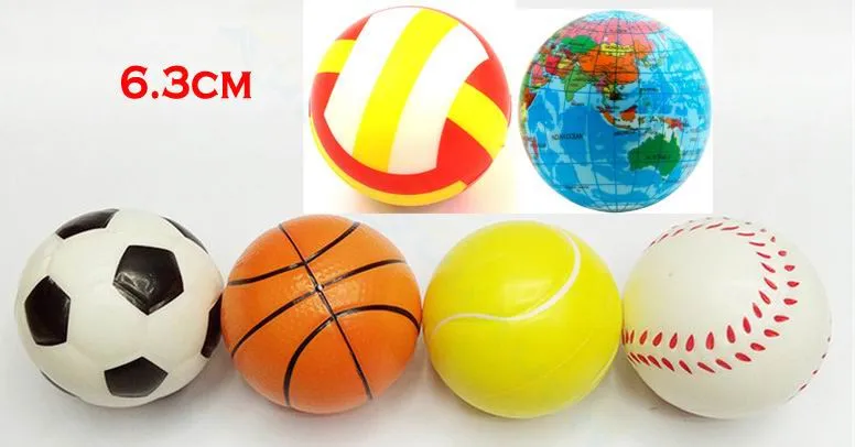 Giocattolo antistress da 6,3 cm Squishy pallavolo pallone da calcio basket tennnis baseball giocattoli per bambini palla in schiuma PU regalo