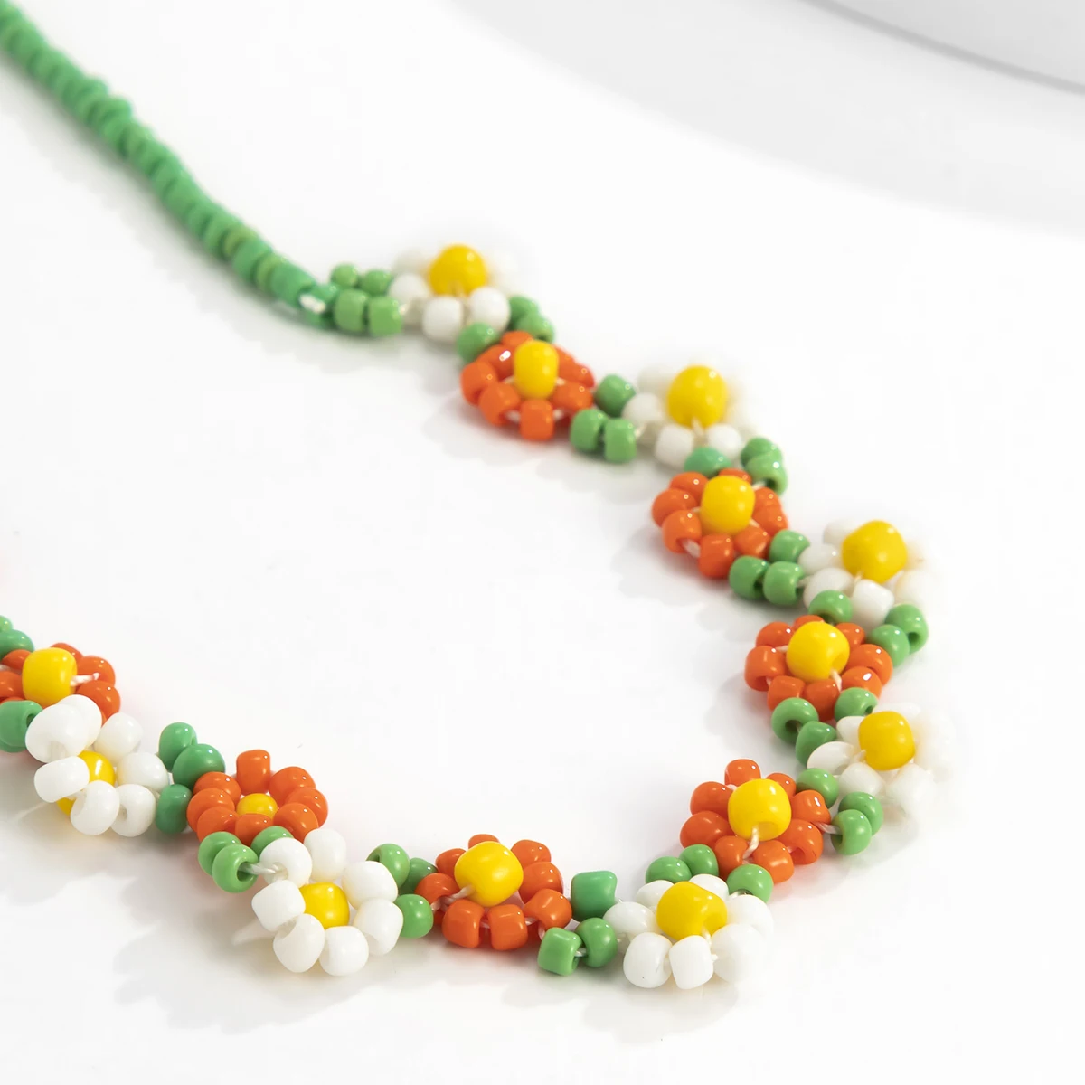 Salircon Trend Bohemia Rainbow Color Seed Beads Chain Choker Necklace For Women Korean Fashion Small Flowers Accessories Jewelry