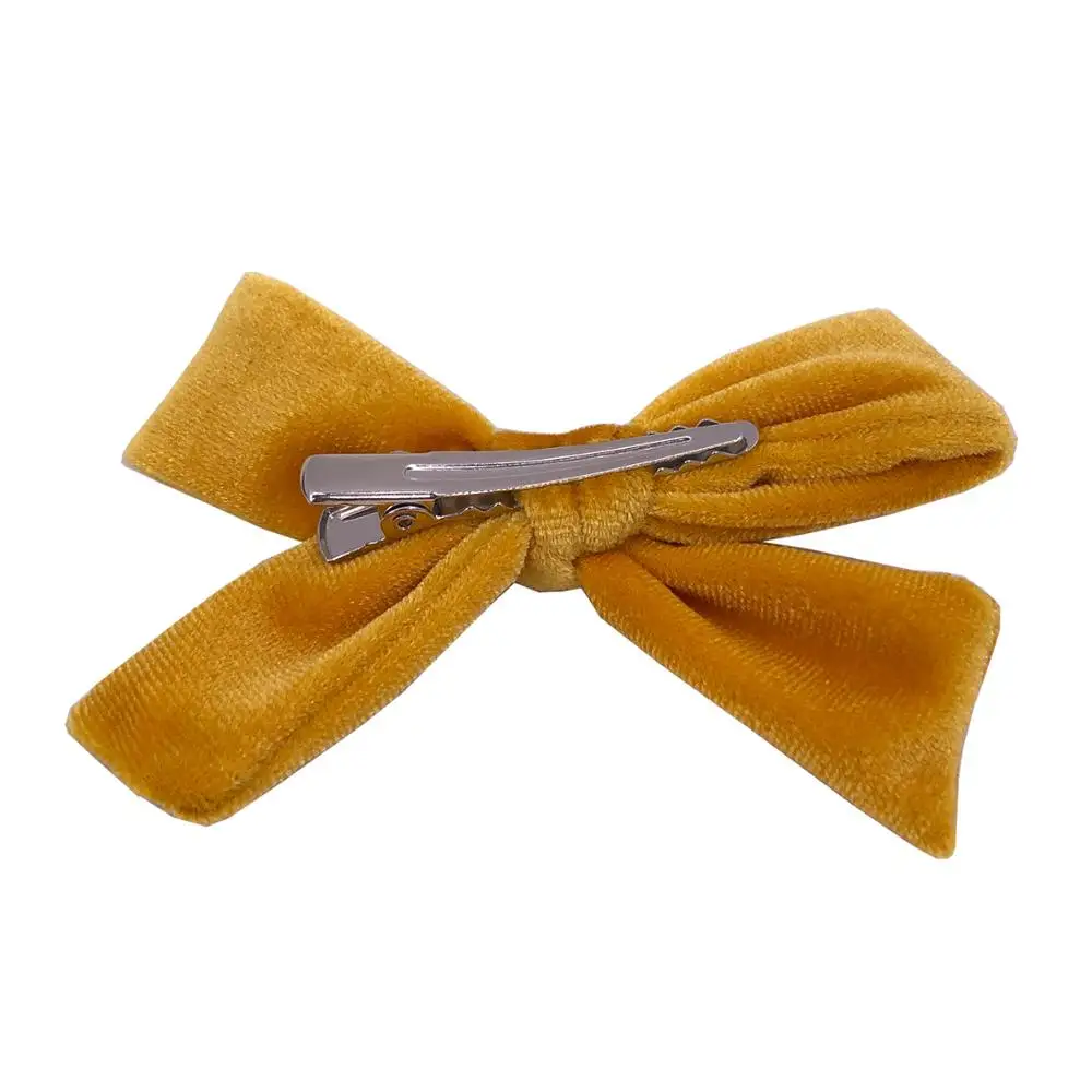 48 pcs/lot , Velvet Handtied Bow Hair Clips for Autumn and Winter, Schoolgirl Velvet Hair Accessories