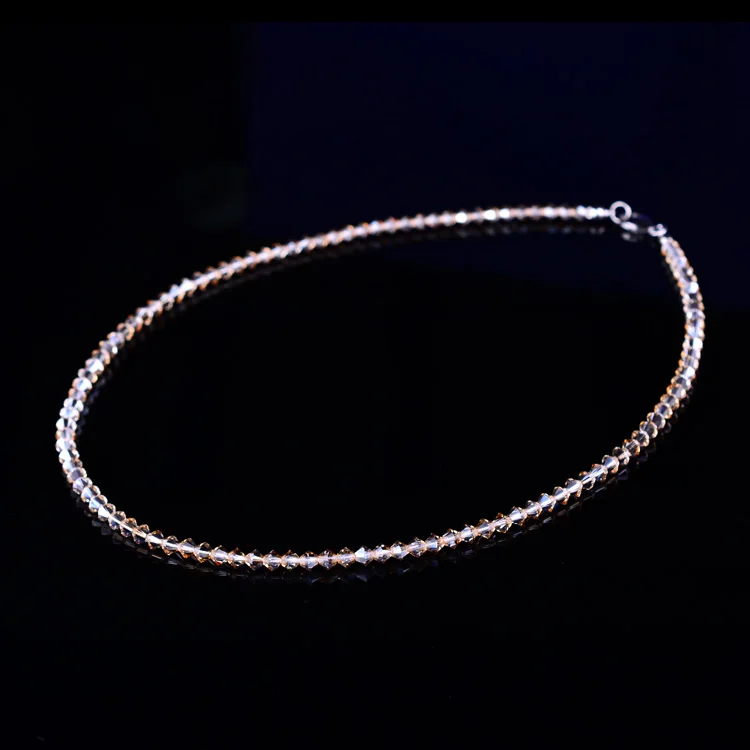 Sterling Silver Austrian Crystal Necklace Shining Beads Strand Necklaces Fashion Jewelry for Girl Kid Birthday Gift