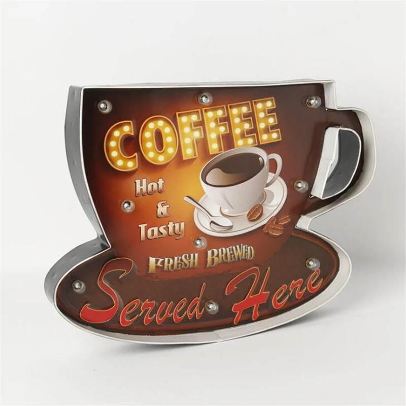 Coffee Neon Sign Decorative Painting Metal Plaque Bar decor Wall lamp Decor Illuminated Plate Welcome Arcade Neon adversting