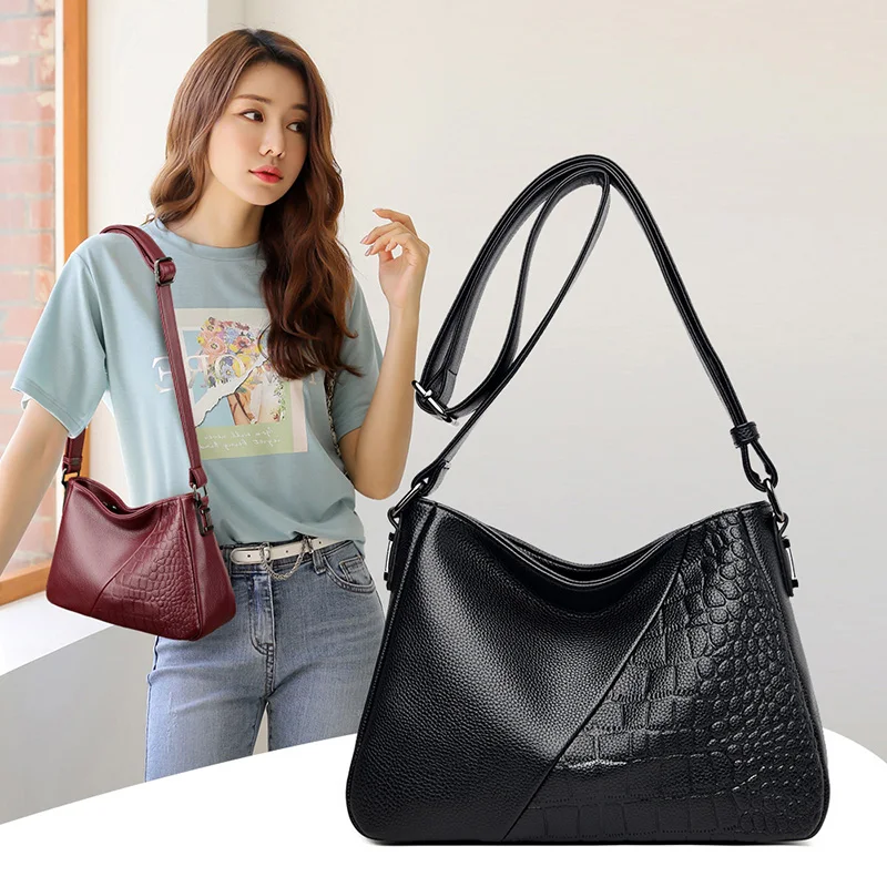 

Designer Luxury Handbags 2021 New Vintage Soft Leather Tote Bags For Women Multi-pocket Shoulder Messenger Bags High quality Sac