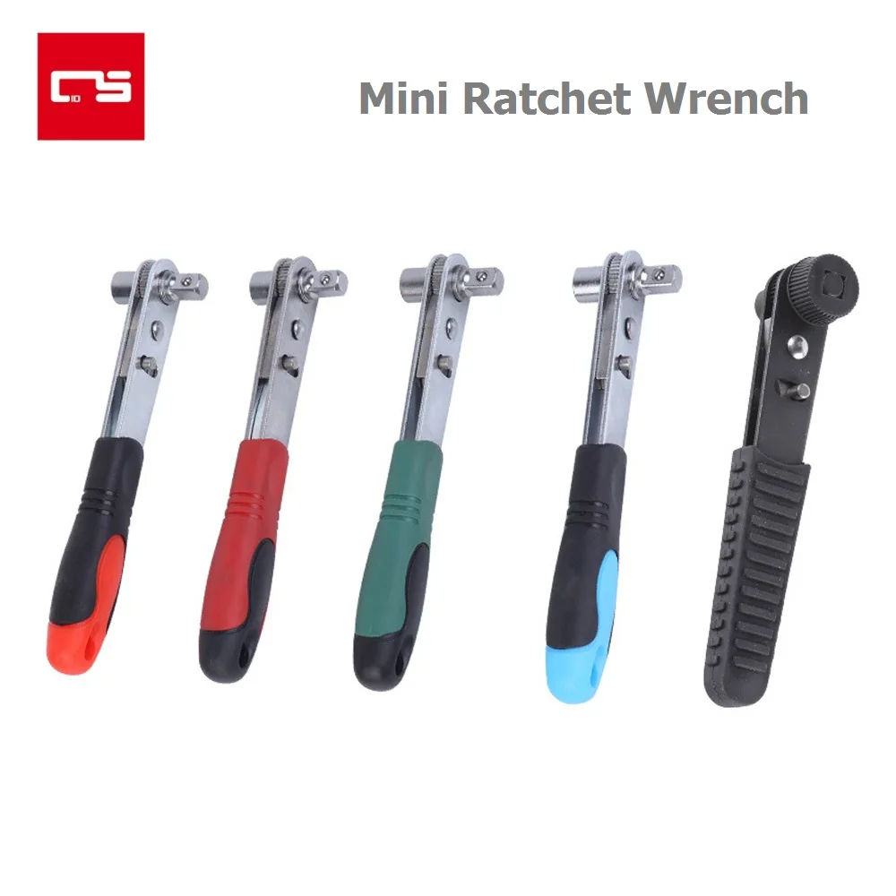 Ratchet Wrench 1/4\'\' Universal Mini Spanner with Socket Adapter Adjustable Wrench Screwdriver Bit for Auto Bike Repair Hand Tool