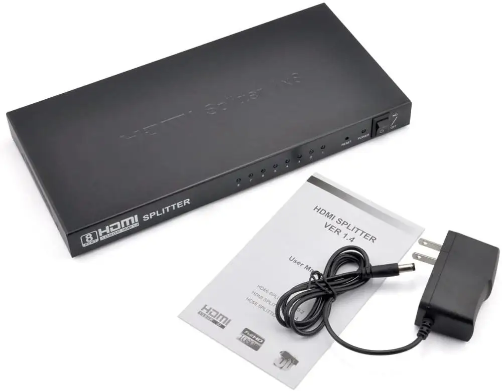 8พอร์ตHDMI Splitter 1X8สวิทช์ขยายV1.4 1080P 3DวิดีโอเสียงSTB HDTV HDCP PS3 DVD