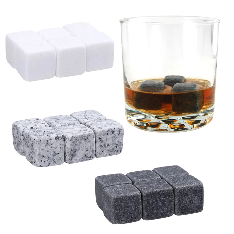 6 stücke Whisky Steine schlürfen Eiswürfel Kühler wieder verwendbare Whisky Eis Stein Whisky natürliche Felsen Bar Wein kühler Party Bar Zubehör