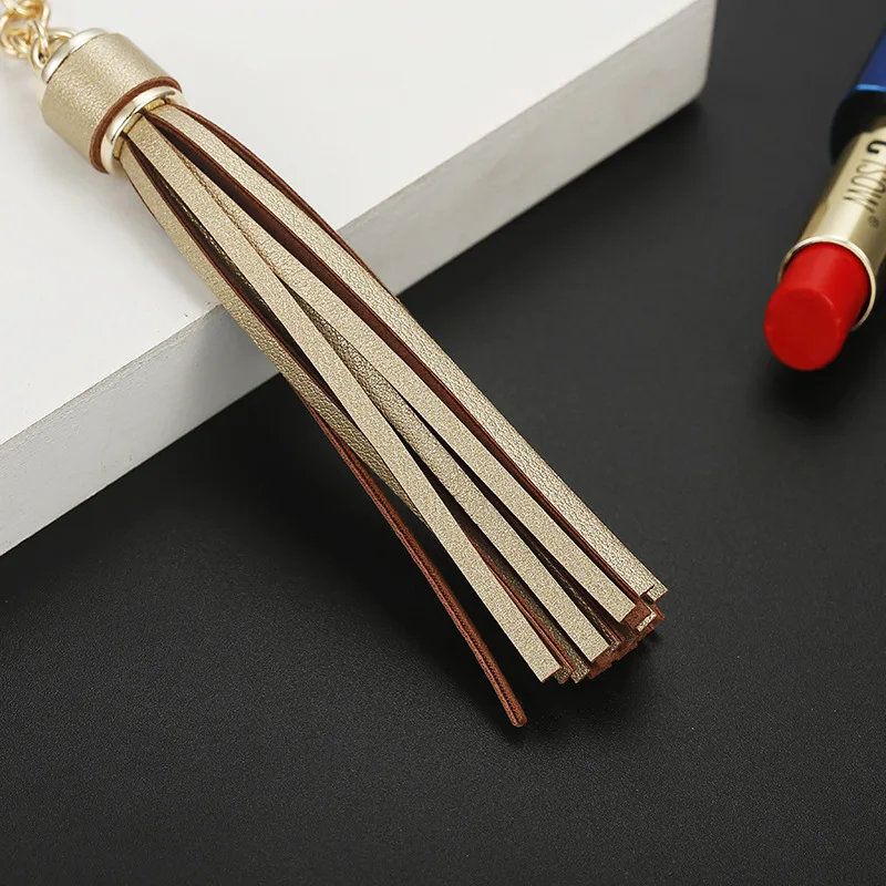 Long Tassle Key Rings Charm Zinc Alloy Leather Key Chain Car Bag Purse Key Accessories For Women Men Gift Party 22 Colors image 3