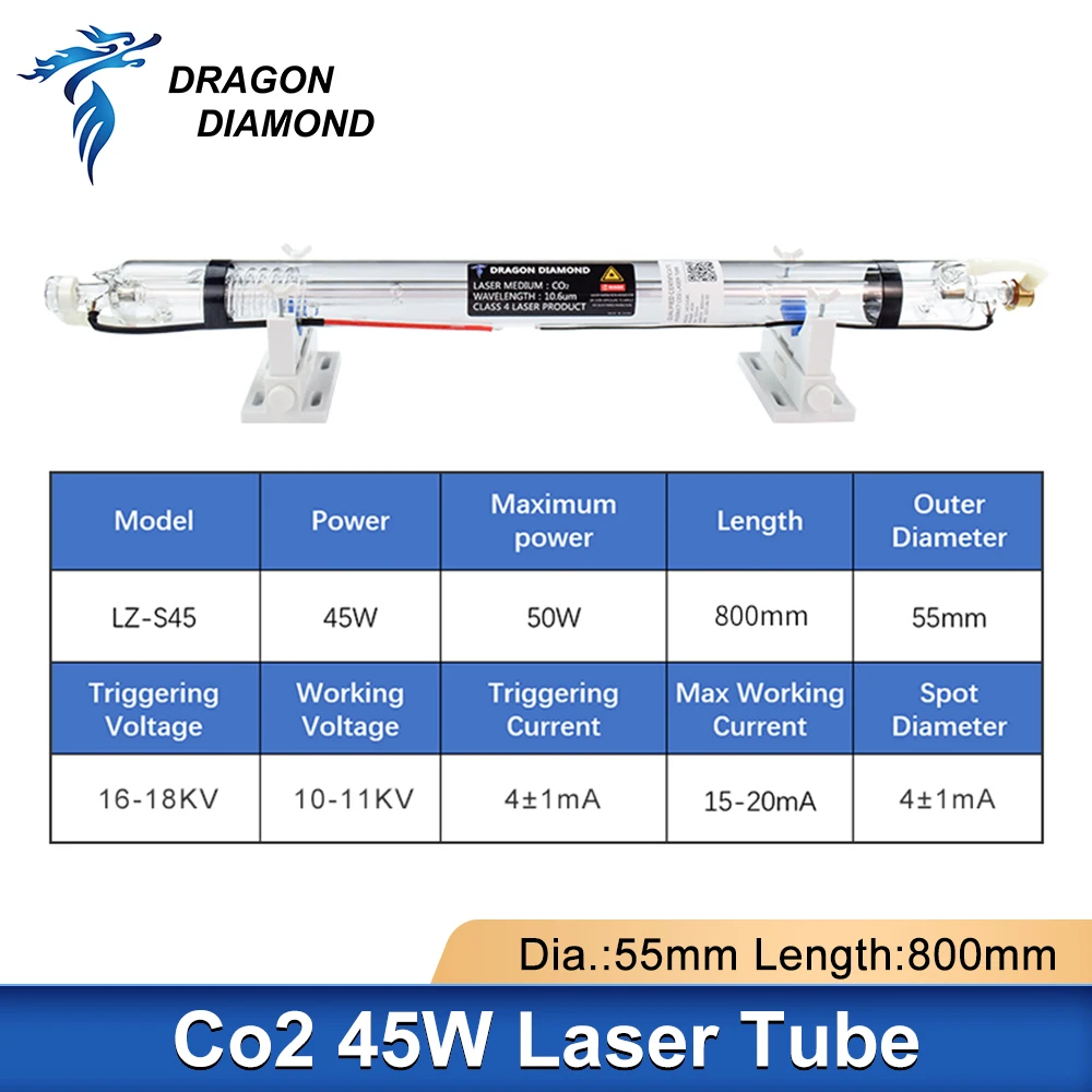 Imagem -06 - Tubo do Laser Tubo da Lâmpada para 40w 50w Laser Power Supply Dia.50 mm Comprimento 800 mm para 40 50wco2 Máquina de Corte de Gravação a Laser 45w Co2