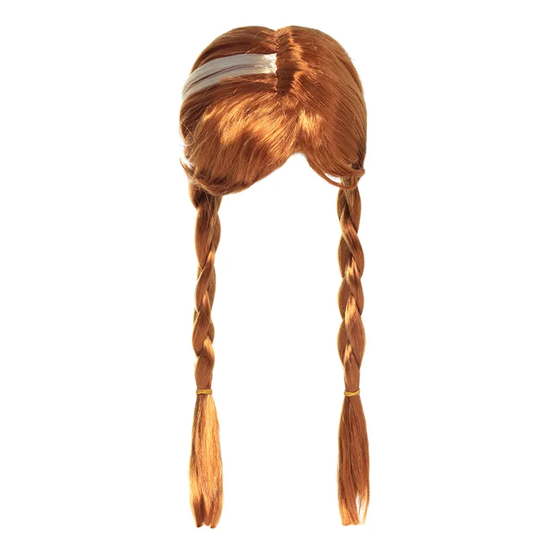 Anna Elsa Hair Wig Queen Girl Anna Dress Up Braid Mermaid Princess Fancy Kids Halloween Party Headband Cosplay Headgear