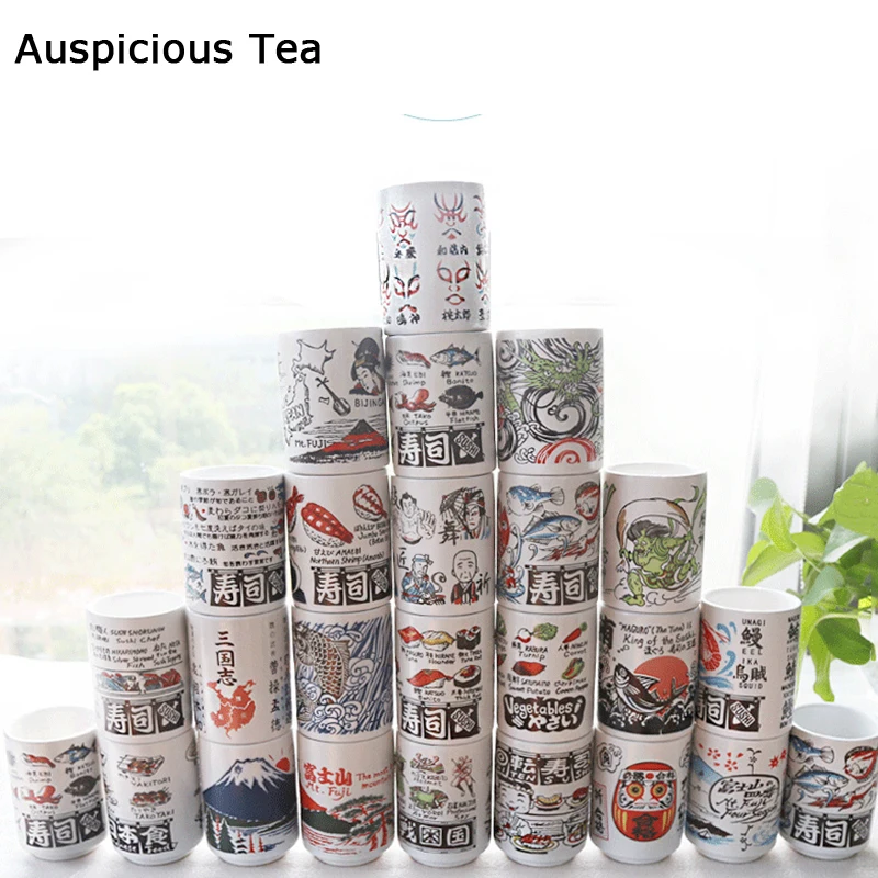 300ml Japanischen Stil Eindruck Keramik Tassen Tee Wein Sushi Sake Cup Lustige Familie Restaurant Dekoration Reise Geschenk Für Freunde