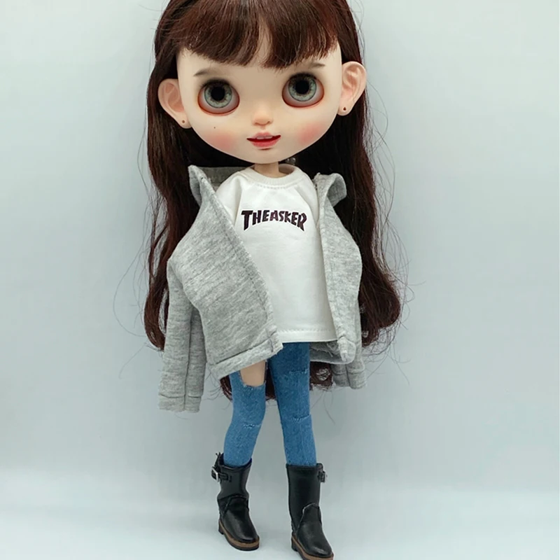 Vendita calda Blythe vestiti cappotto grigio o bianco T adatto per barbie, Blyth, OB24, Azone, 1/6 accessori per bambole