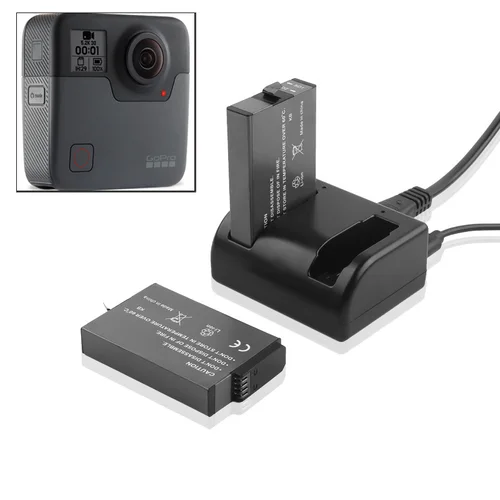 2720mAh para batería Gopro Fusion/cargador de baterías con 2 ranuras para GoPro Fusion accesorios de cámara impermeables de acción de 360 grados