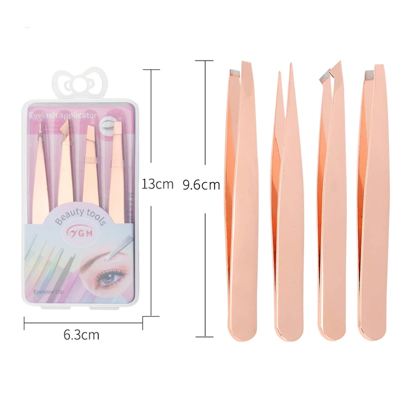 3 Stks/set Professionele Metalen Slant Tip Ontharing Mini Wenkbrauw Pincet Wimper Extention Enten Pincet Nipper Makeup Tools