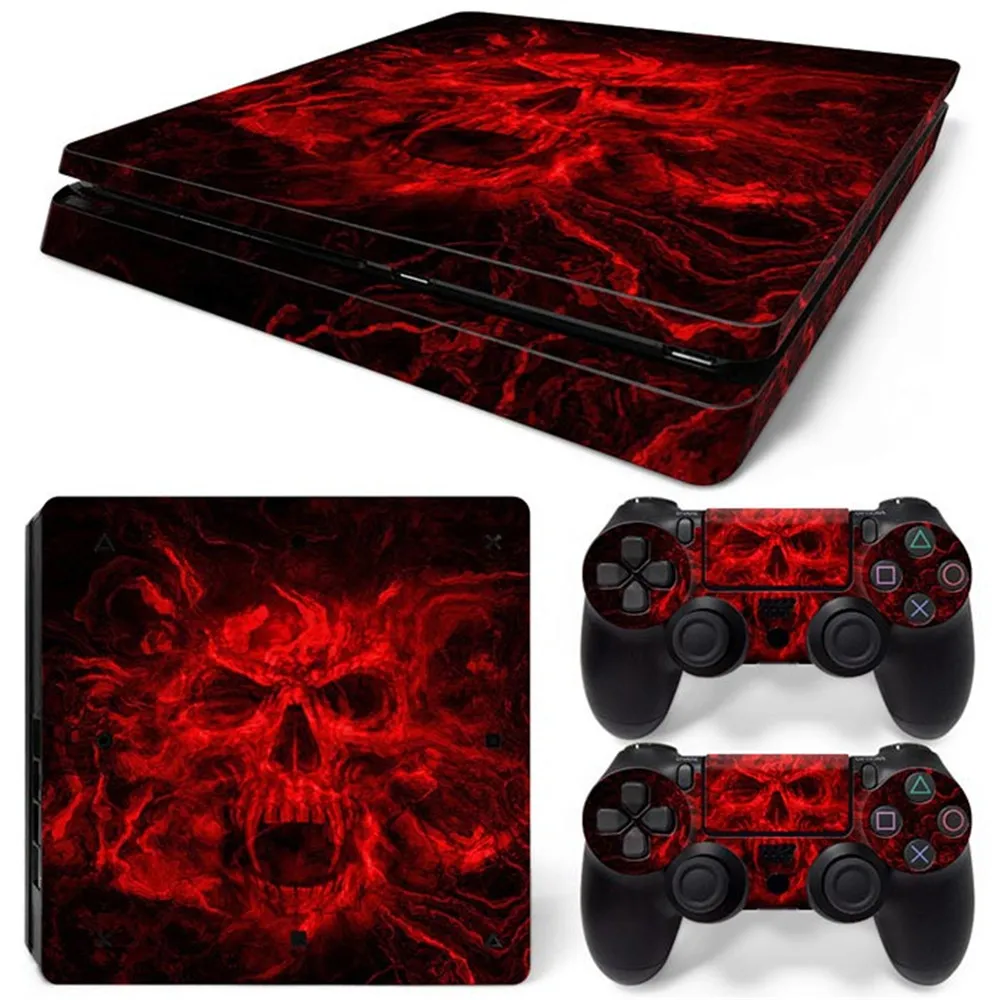Calcomanía de vinilo de piel personalizada con diseño de calavera fresca para consola delgada PS4 y controladores