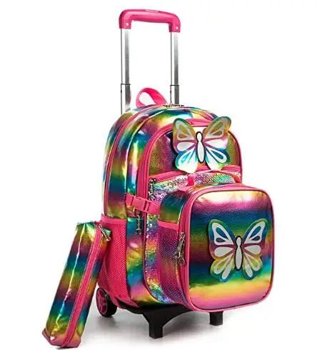 School wheeled backpack bag for girls School Rolling backpack Kids  student bag wheels children school Trolley backpack Bag