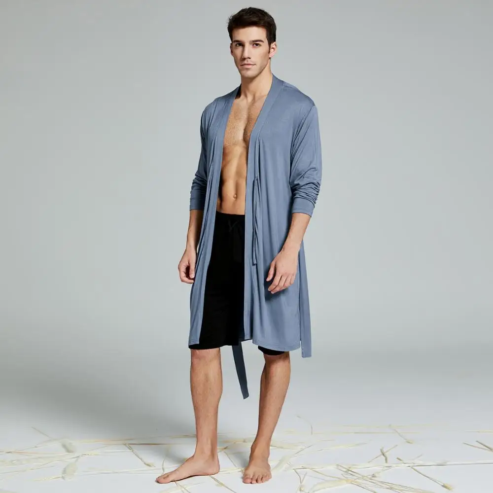Men's Modal nightgown bathrobe sexy gown  Sleepwear Night Shirt Loungewear Pyjamas