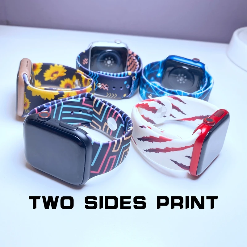 المطبوعة سيليكون 44 مللي متر الأشرطة ل IWO سلسلة 6/7 ساعة ذكية Z36 T100 زائد W37 برو Smartwatch حزام T500 X6 W26Pro ل DT100 HW22