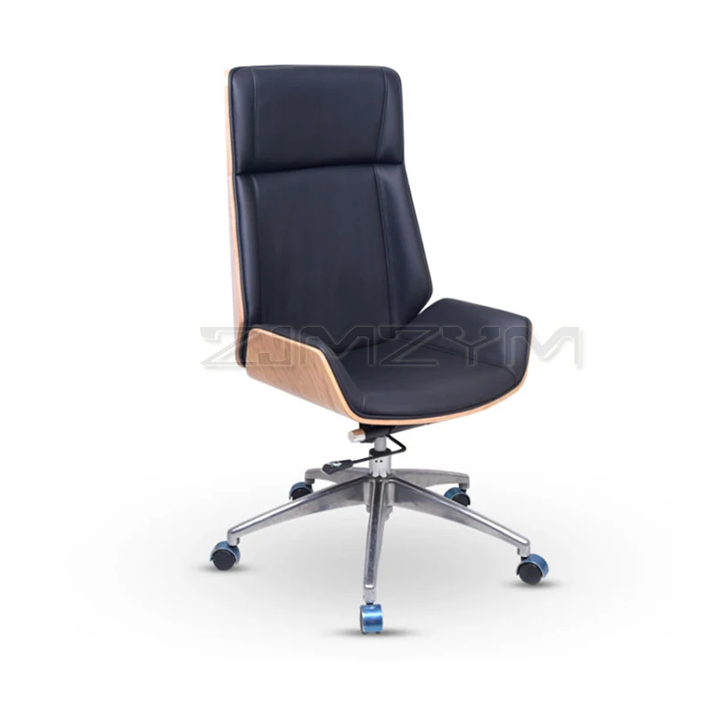 High-Back Bentwood Swivel Office Computer Chair Painted wooden chair high back leather office chair office swivel chair