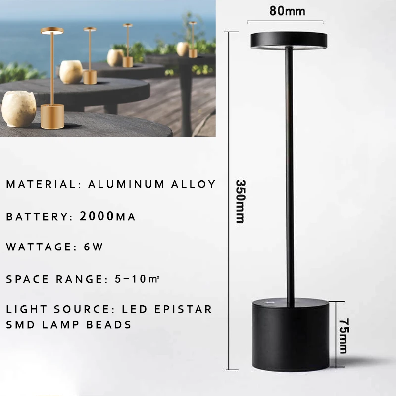 Portable Modern Светильник  LED dimmable Restaurant Wireless With USB Rechargeable Suitable For Hotels Bars And Restaurants