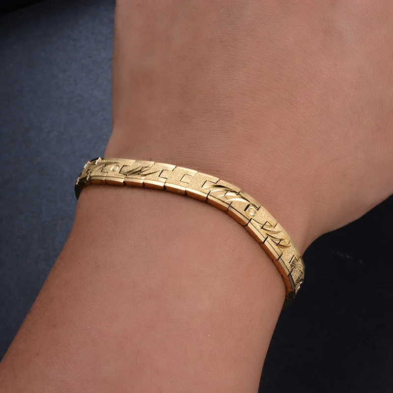 Wando 0.7CM wide and 19.5 long Gold Color Bracelet for Man Women Luxury bracelet Jewelry Wedding Jewelry Bangles  Party Gift