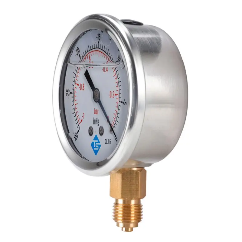 Compound Pressure Vacuum Gauge Glycerine Filled -1/10Bar & -30*Hg 1/4 BSP Bottom Ju19 20 Dropship