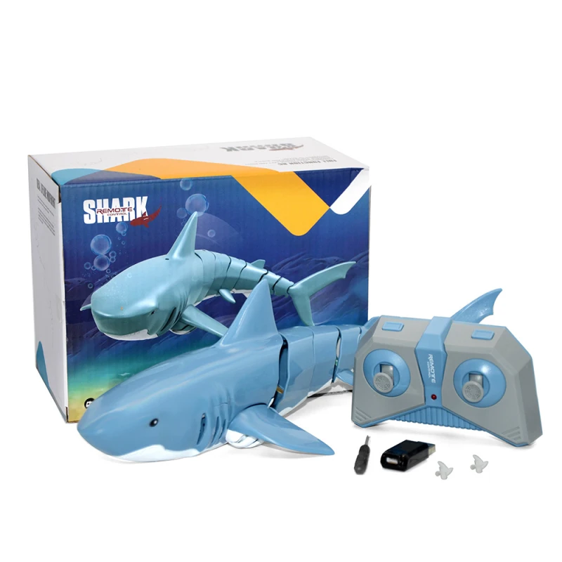 Barco de peces de tiburón a Control remoto, 2,4G, 1:18, Mini Barco de cebo, Radio electrónica, tiburón, piscina, juguete de agua para Baño