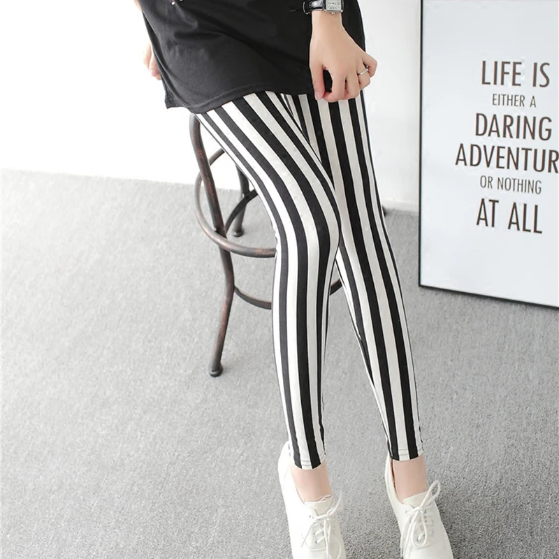 CHSDCSI Striped Leggings Women Printed Elastic Fitness Leggins Elastic Waist Pants Push Up Leggings Summer Trousers Dropship