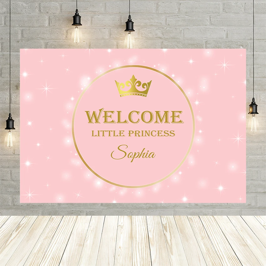 

Avezano Pink Photography Background Solid Color Shiny Star Newborn Princess Baby Shower Banner Personalized Backdrop Photophone