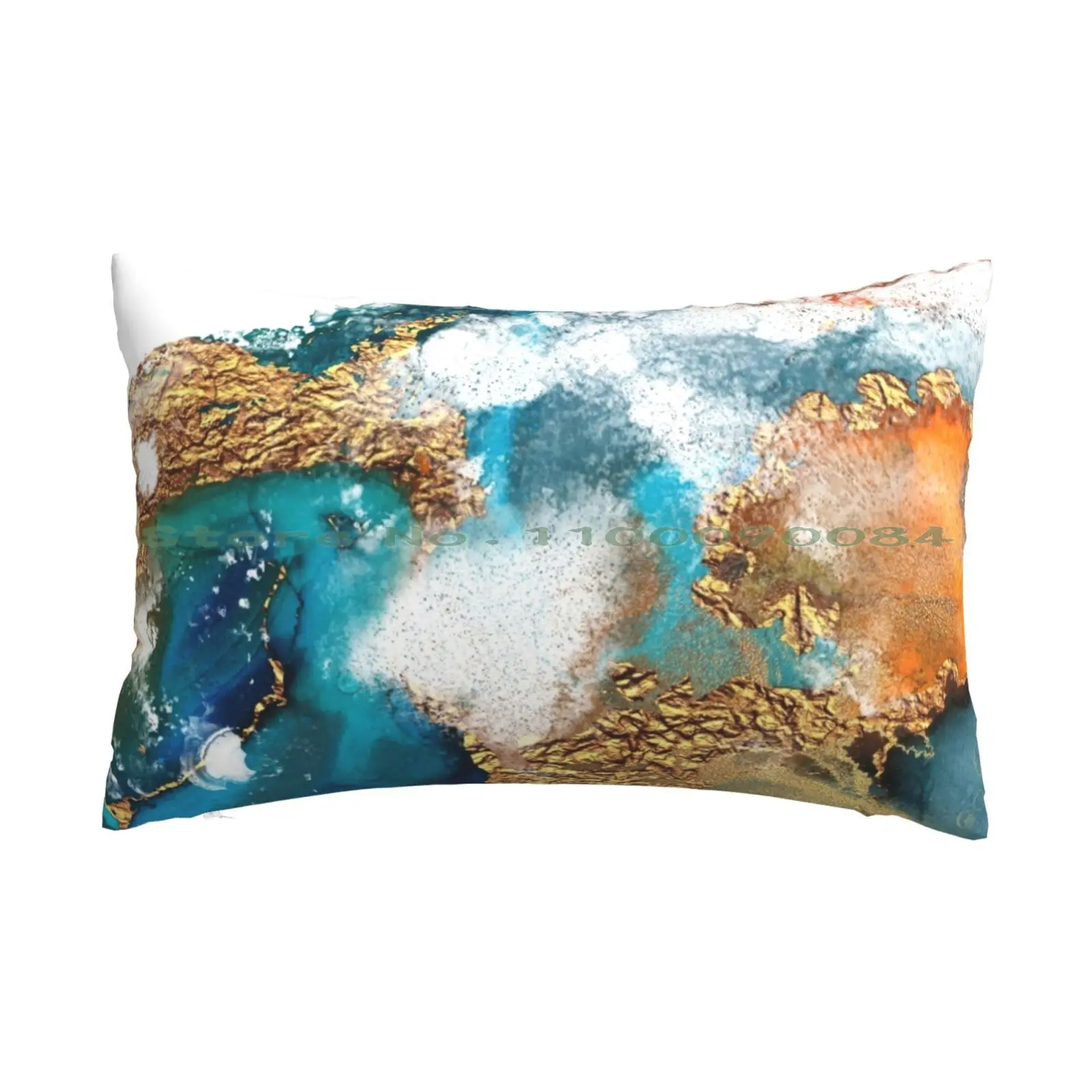 Glamorous Gold And Blue Ink Faux Marble Texture Pillow Case 20x30 50*75 Sofa Bedroom Stylish Ombre Marbled Nature Texture Geode