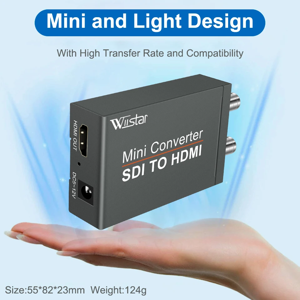 Wiistar HD 3G Video Mini Converter SDI to HDMI SDI Adapter Converter with Audio Auto Format Detection For Camera WITH DC CABLE