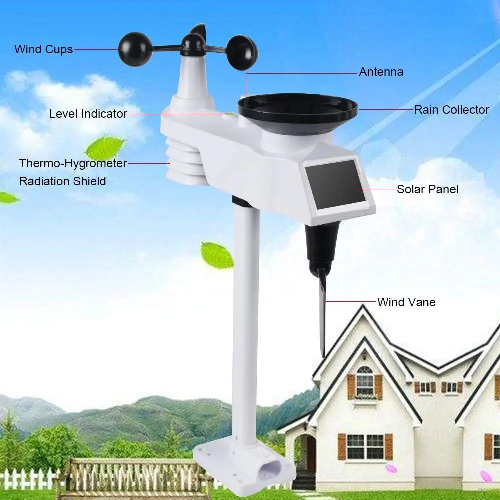 Imagem -04 - Estação Meteorológica sem Fio Wifi com Sensor Previsão de Chuva Medidor de Vento Temperatura Umidade Pressão do ar Interior Exterior