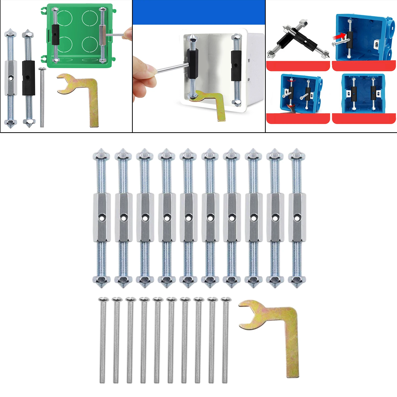 21 Pcs Kassette Schrauben Unterstützung Stange Kit, Reparatur Gerät, verhindern Lockerung Fixer Einstellbar für Wand Schalter Licht Schalter Buchse