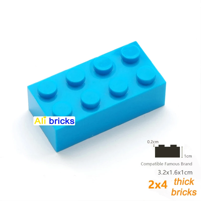 60pcs DIY Building Blocks Thick Figures Bricks 2x4 Dots Educational Creative Size Compatible With 3001 Plastic Toys for Children