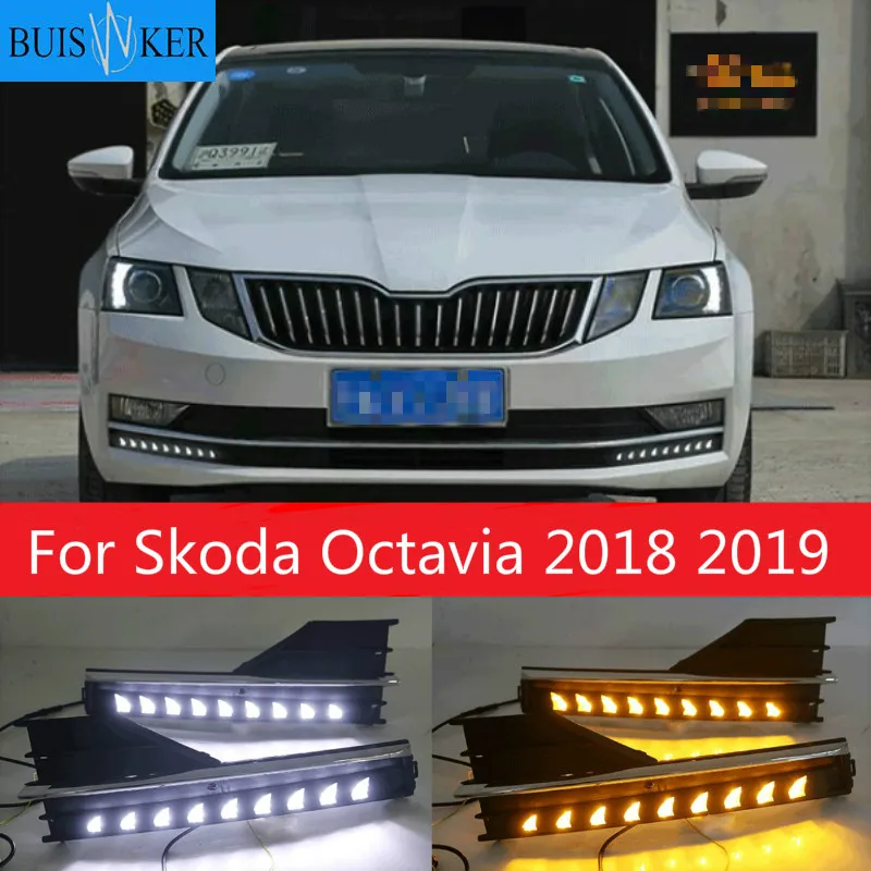 

LED Daytime Running Light For Skoda Octavia 2018 2019 Car Accessories Waterproof 12V DRL Fog Lamp Decoration