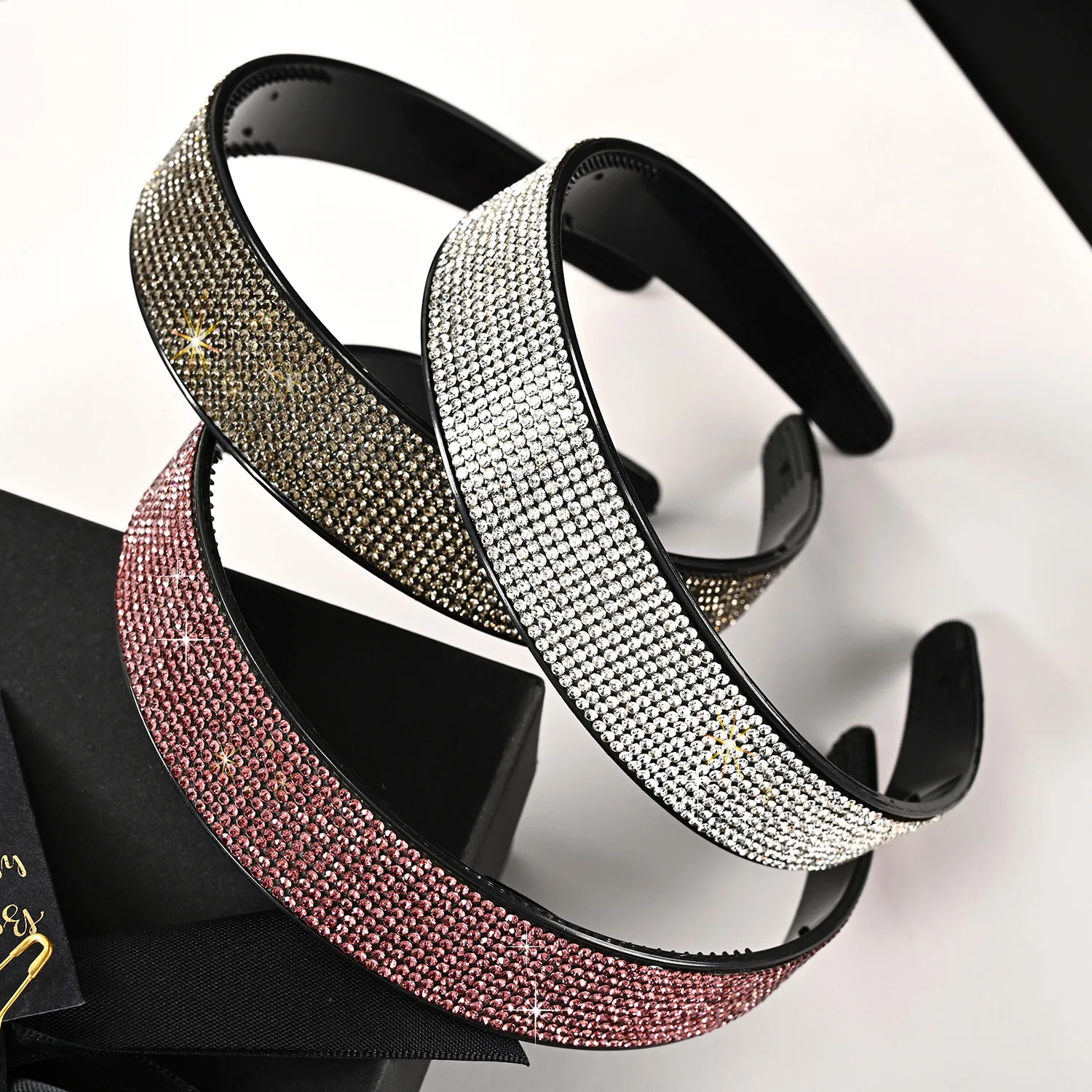 Shiny Full Rhinestone Headbands Luxury Crystal Designer Hairbands Non-slip Bezel Hoop Bands Korean Hair Accessories For Women