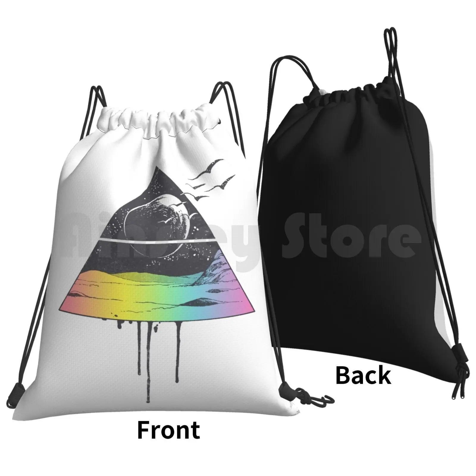 Breathe Backpack Drawstring Bag Riding Climbing Gym Bag Bird Birds Sky Stars Music Colors Moon