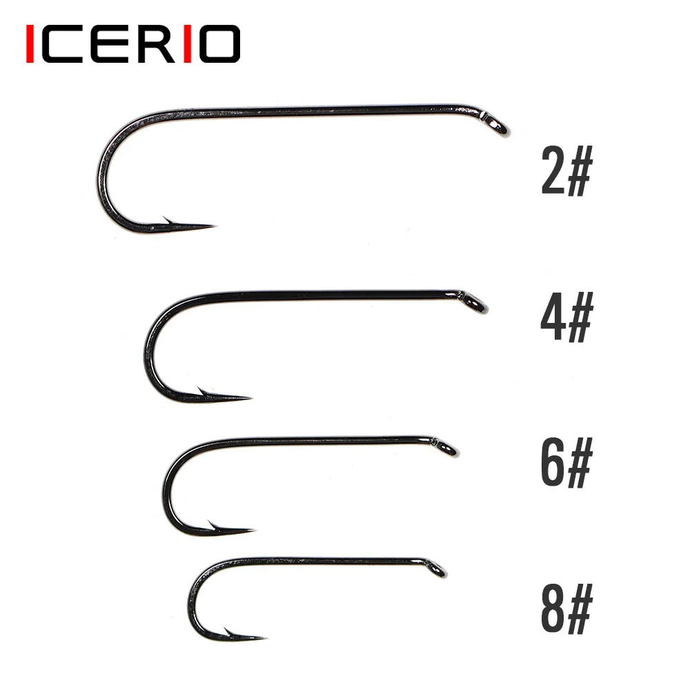 ICERIO 500PCS 4XL High Carbon Steel Trout Streamer Fly Tying Hook Trout Streamer Woolly Buggers Muddlers Zonkers Fly Tying Hooks