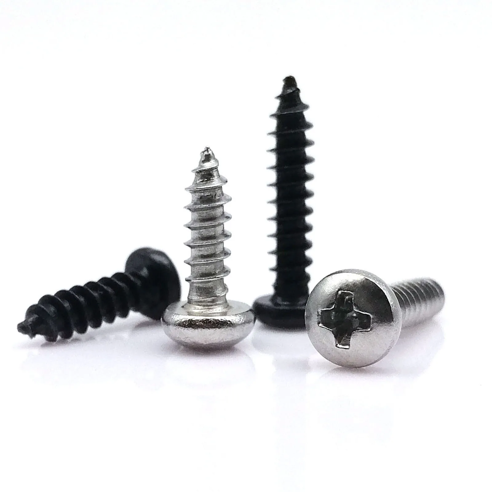 100pc M1 M1.2 M1.7 M2 M2.6 M3 M4 Small 304 A2 Stainless Steel Carbon Steel Phillips Round Head Wood Furniture Self Tapping Screw