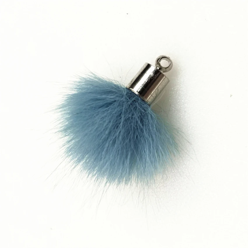 100 pcs/lot Fake Fur Pom Pendant 3 cm Silver & KC Gold Cap Pompon DIY Parts Jewelry Accessories Making Fit Chain Earring Shoes