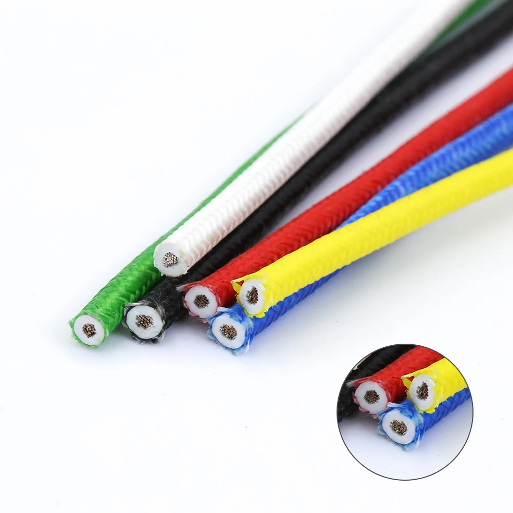 Heat resistant 300°C Glass fiber braided high temperature silicone wire and cable 0.3mm 0.5mm 0.75mm 1.0mm 1.5mm 2.5mm 4mm 6mm