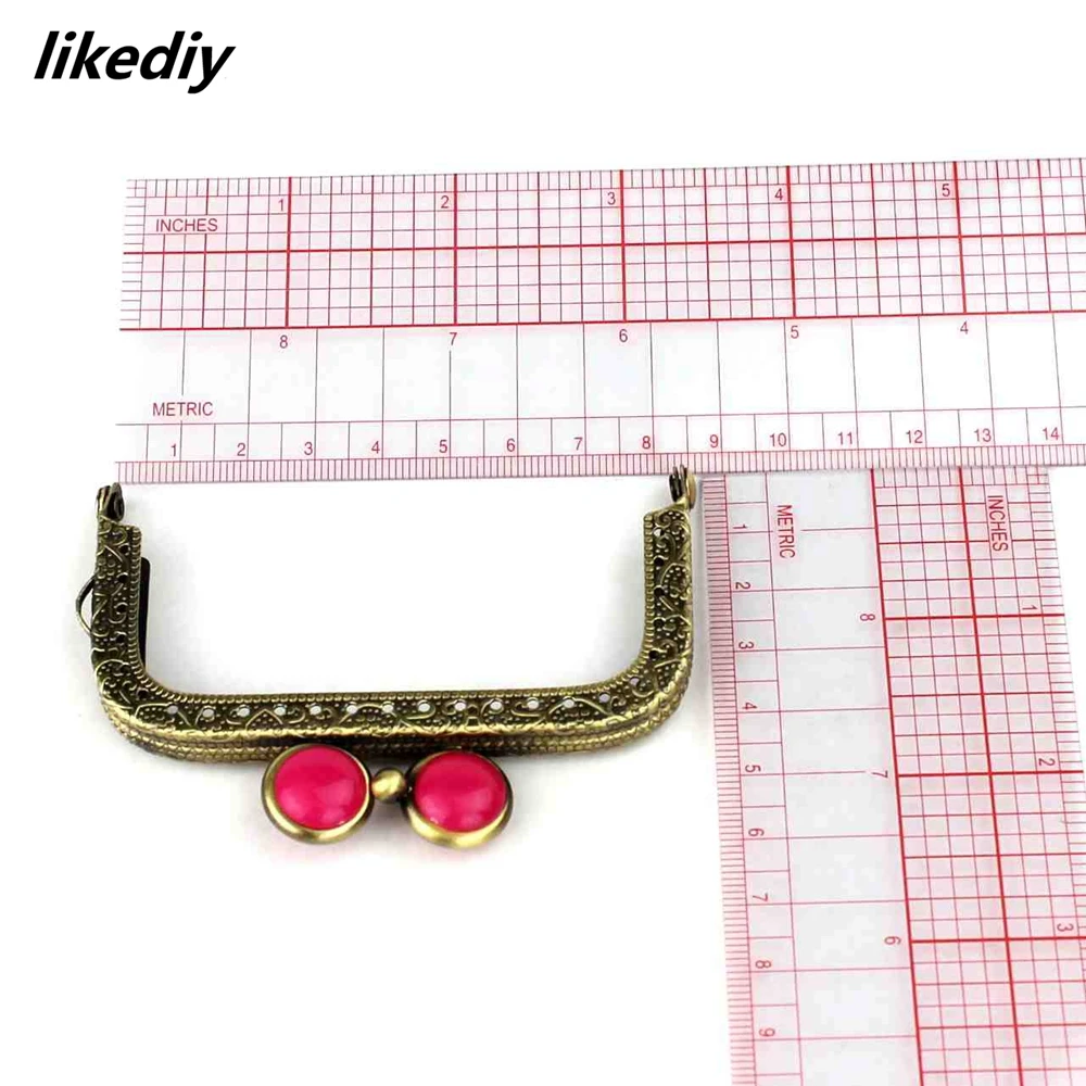 10 Pcs/Lot 8.5 CM Square Antique Bronze Flat Bead Metal Purse Frame Kiss Clasp Bag Accessory