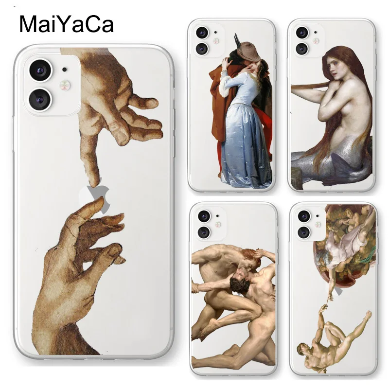 Aesthetic Renaissance Art Transparent Case For iPhone 13 12 mini 11 14 Pro Max SE 2020 6S 7 8 Plus 5S XS Max XR X Cover Coque
