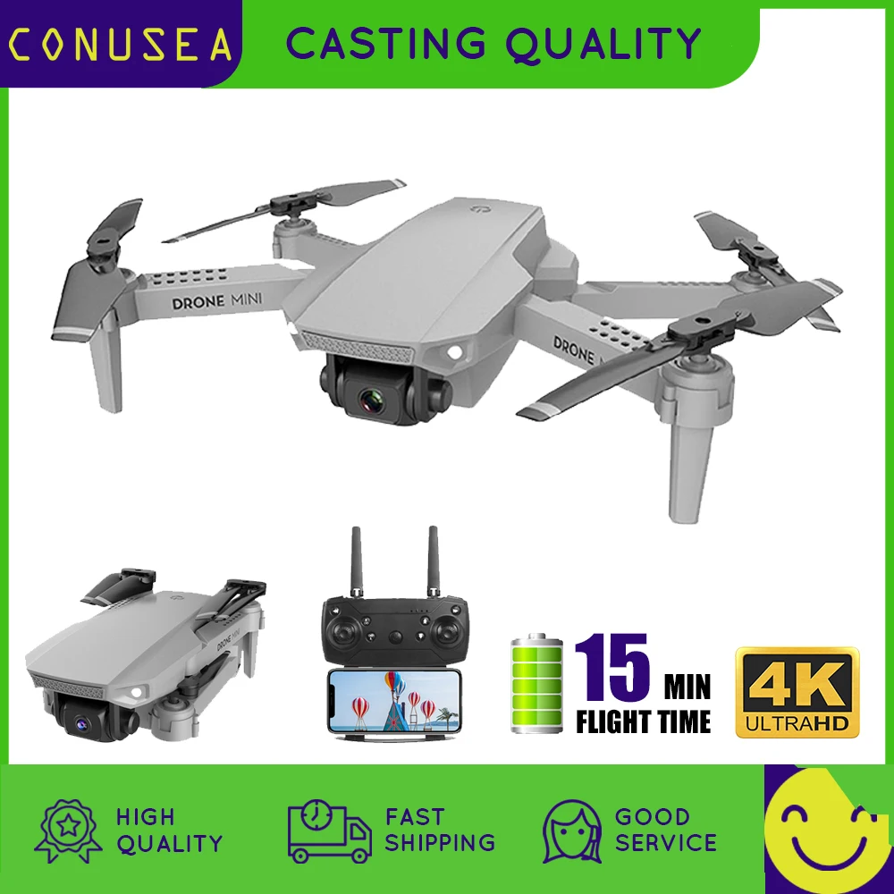 

CONUSEA E88 Pro Mini Drone 4k 1080P with dual camera WiFi FPV Foldable Helicopter RC Quadcopter Selfie Dron for Kid's Gift Toy