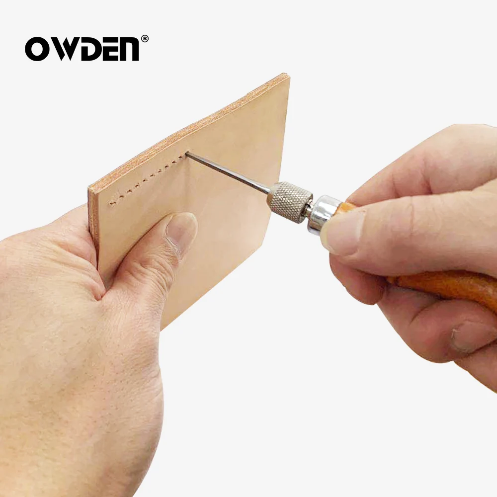 OWDEN Leather Awl Tool Set DIY Wood Handle Sewing Stitching Lacing Scratch Tool