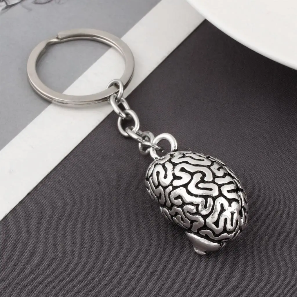 1Pc Vintage 3D Brain Keychain Anatomical Organs Body Parts Keyring For Doctor Graduation Gift Jewelry Handcrafts E2579