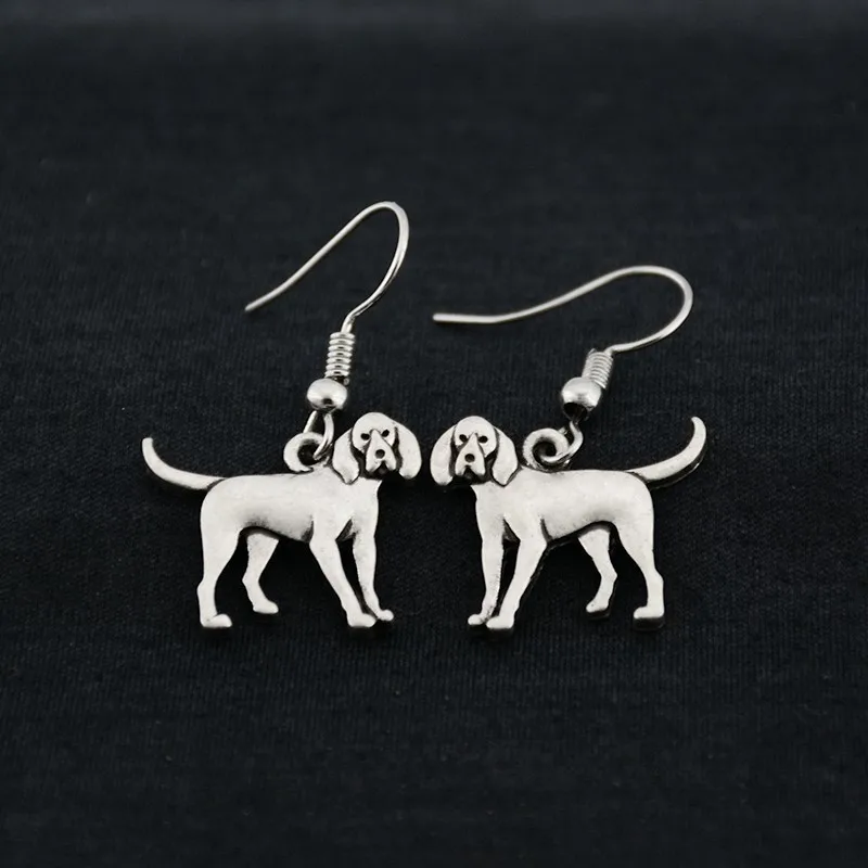 Vintage Silver Color Coonhound Dog Drop Earrings Long Funny Animal Minimalist Long Dangle Earrings For Women Jewelery Jwellry