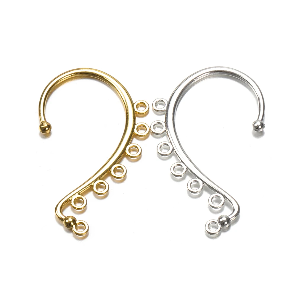 10 piezas 36x60mm oro francés niveles de ajuste de pendientes con 7 agujeros Base de ganchos de oreja para hacer Diy las mujeres cuelgan los pendientes Accesorios